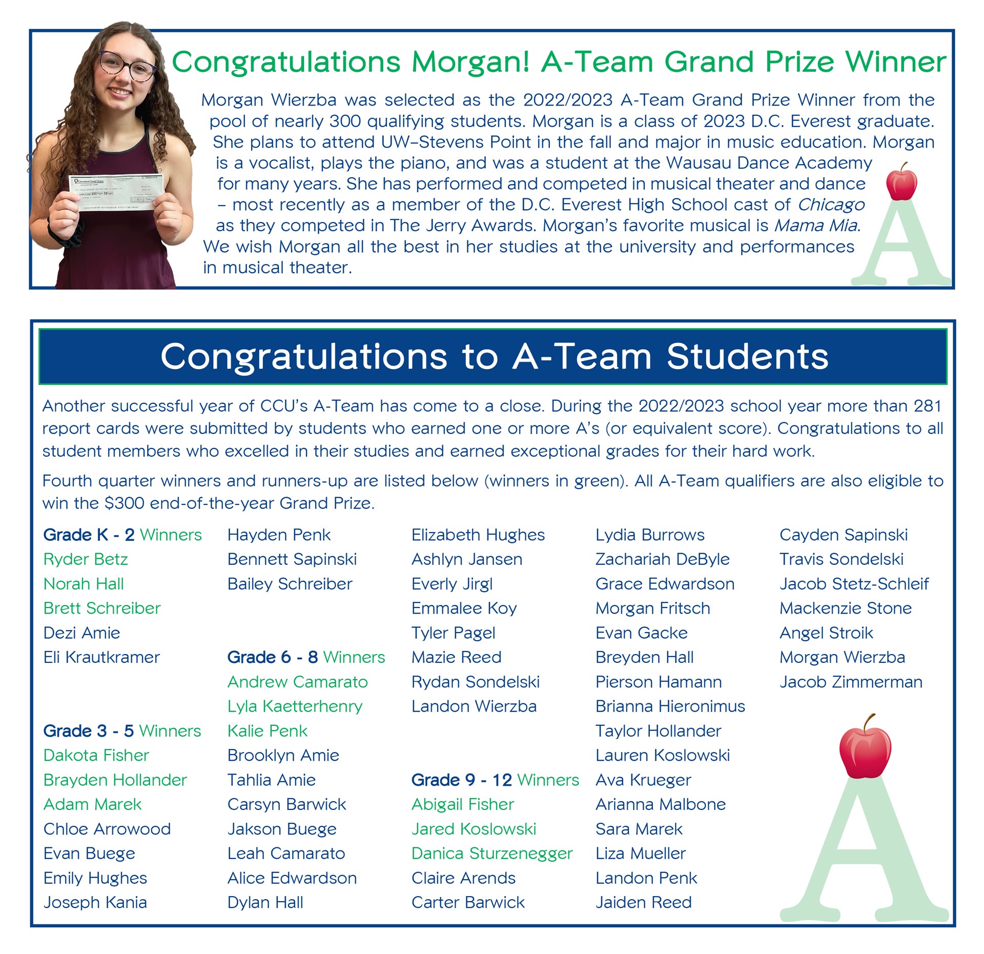 Congrats to A-Team Students